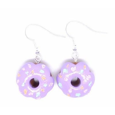 Boucles d'oreilles donuts mauves