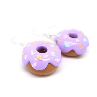 Boucles d'oreilles donuts mauves