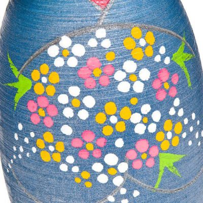 Grande poupée japonaise Kokeshi bouquet de fleurs