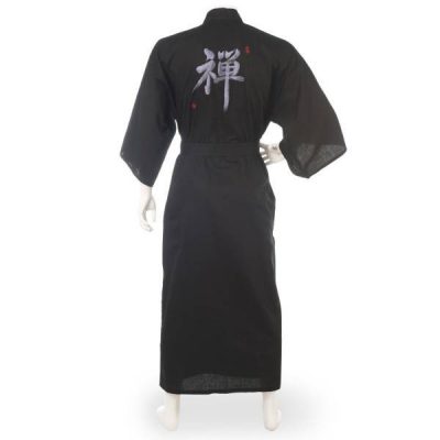 Kimono Japonais Zen homme long noir