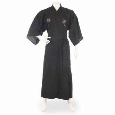 Kimono Japonais Zen homme long noir