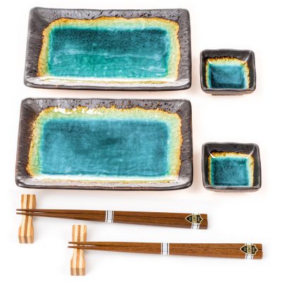 Set de plats de couleur Turquoise pour Sushi