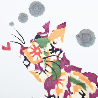 Gravure japonaise de deux chats qui jouent