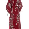 Kimono Yukata long rouge motifs Fleur de cerisier