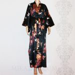 kimono soie noir long