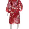 Kimono japonais court soie rouge paix et amour