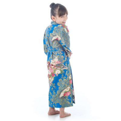 Kimono japonais bleu pour fille de 6 à 7 ans