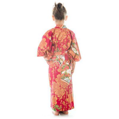 Kimono japonais de 6 à 7 ans rouge pour fille