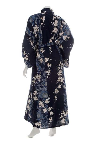 Kimono grande taille long bleau marine fleur de cerisier