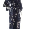 Kimono grande taille long bleau marine fleur de cerisier