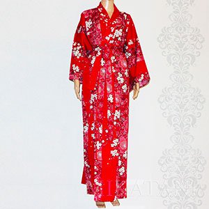 Kimono japonais femme en soie long noir motif floral