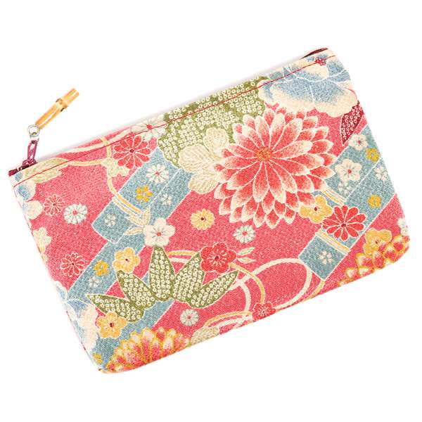 Pochette japonaise à fleurs roses