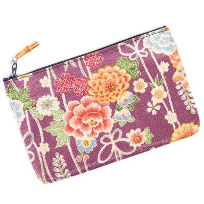 Pochette japonaise à fleurs violettes